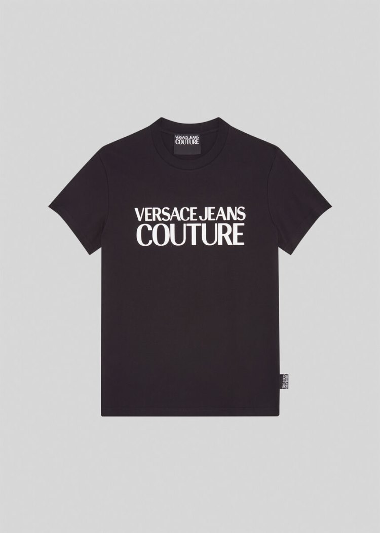 Koszulki Jeans Couture Versace Jeans Couture Logo T Shirt Czarne | 1GHAOTPGJ