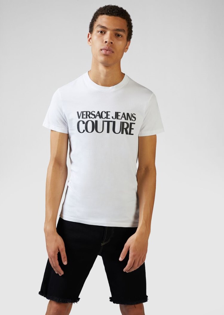 Koszulki Jeans Couture Versace Jeans Couture Logo T Shirt Białe | 1Y0C7DGJG