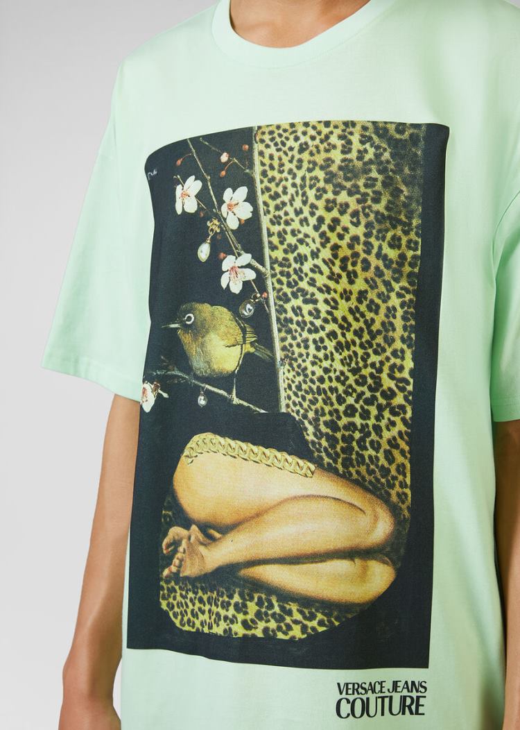 Koszulki Jeans Couture Versace Jeans Couture Collage Capsule CollectionT Shirt Zielone | 9WVQ331VJ