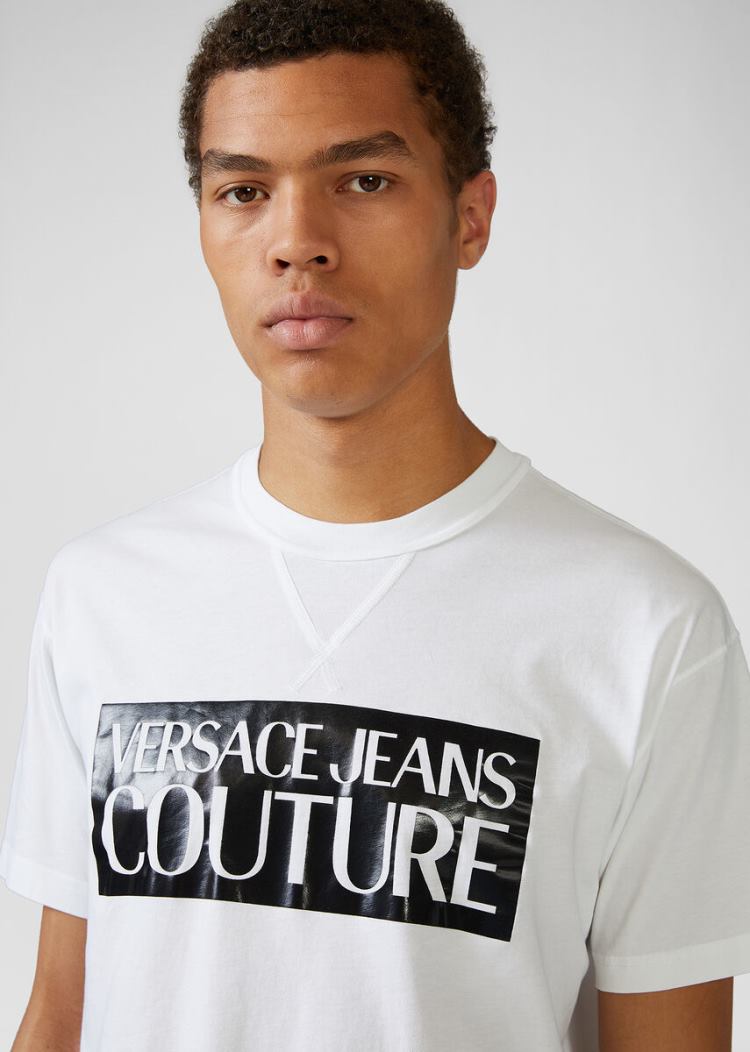 Koszulki Jeans Couture Versace Jeans Couture Logo T Shirt Czarne | NKQMVXJAU