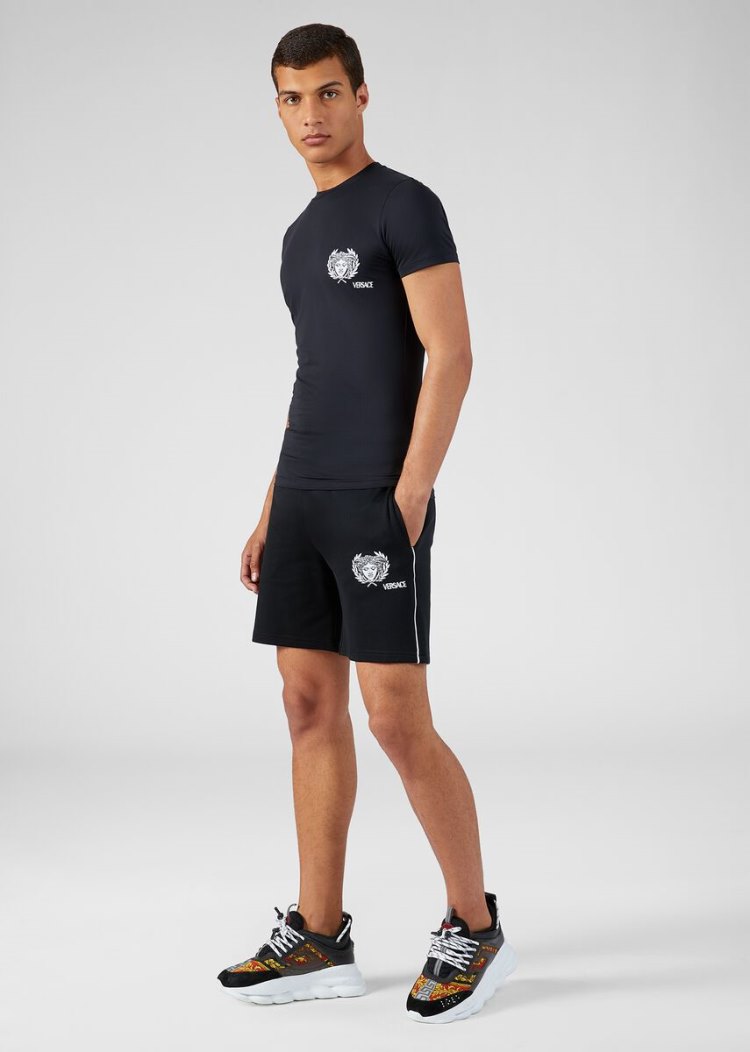 Koszulki Męskie Versace Medusa Motif Gym T Shirt Czarne | WYPJKEG56