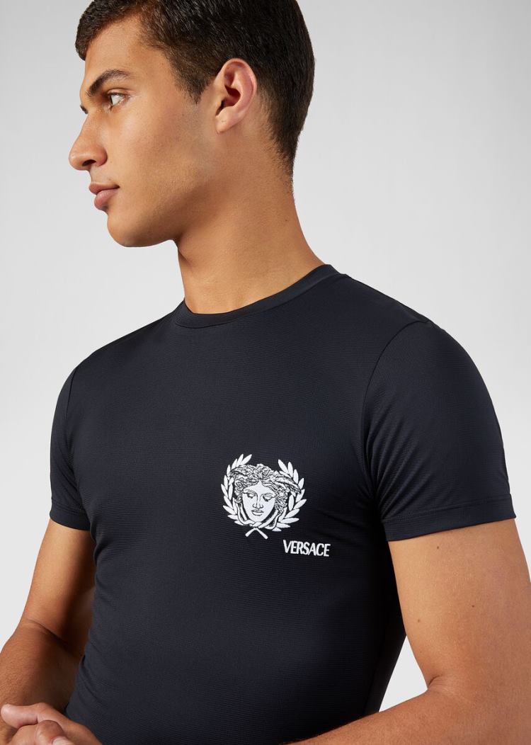 Koszulki Męskie Versace Medusa Motif Gym T Shirt Czarne | WYPJKEG56