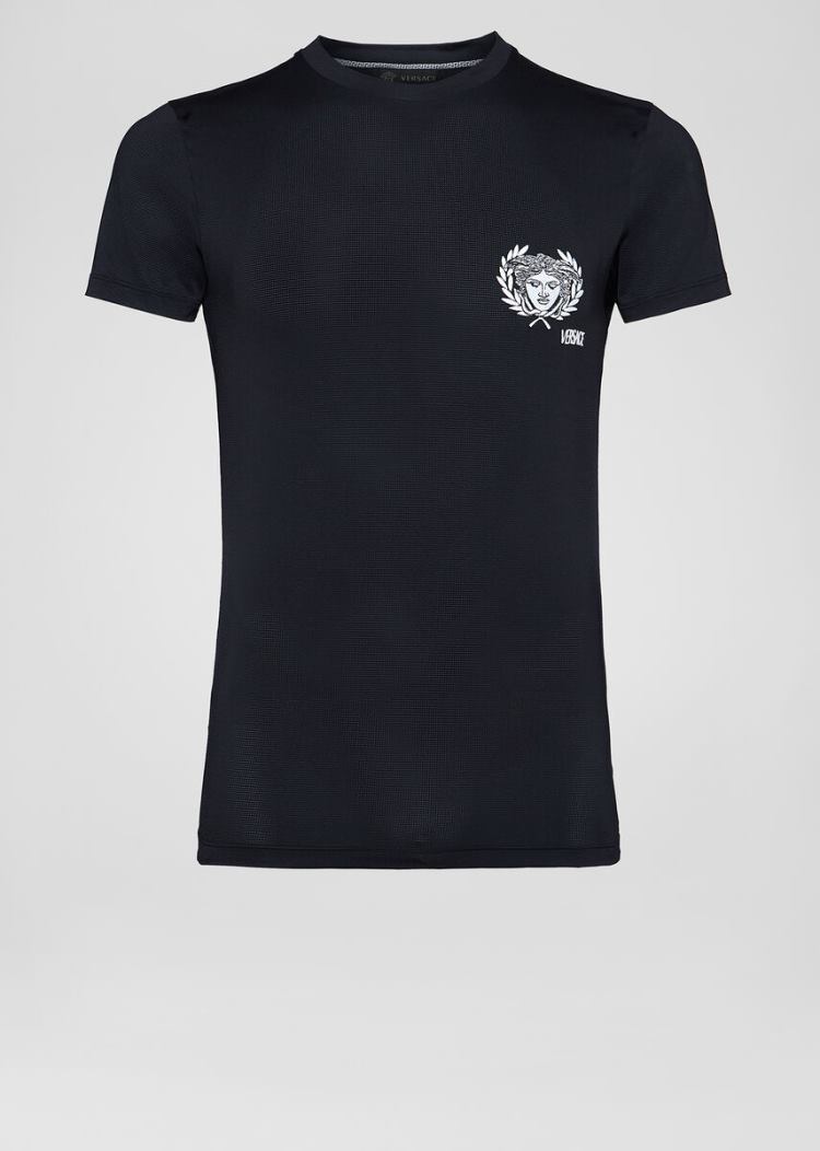 Koszulki Męskie Versace Medusa Motif Gym T Shirt Czarne | WYPJKEG56