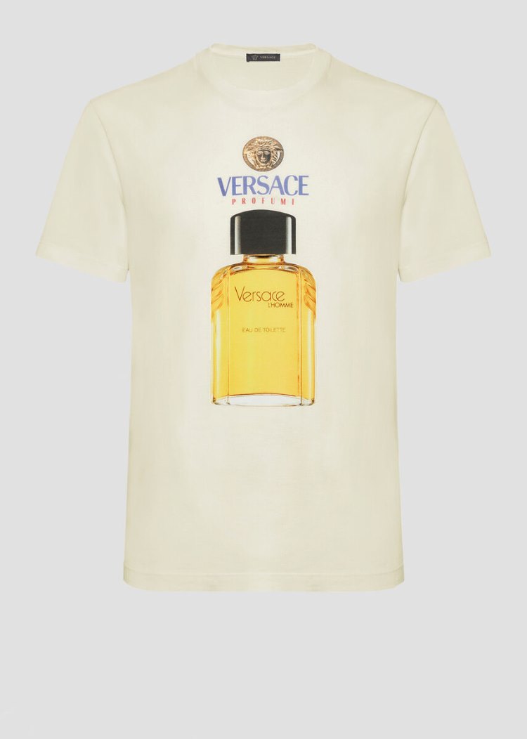 Koszulki Męskie Versace Scents Motif T Shirt Białe | 4V3C1WMJQ