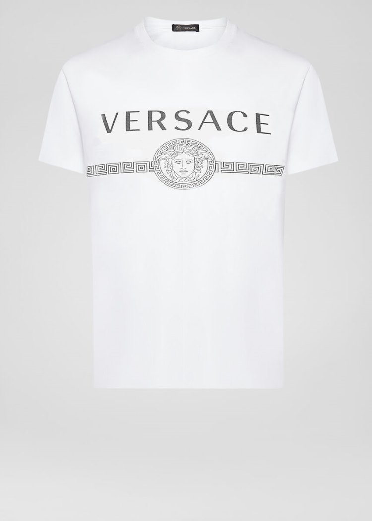 Koszulki Męskie Versace Sustainable Logo Slim Fit T Shirt Białe | U6A6VUU0D