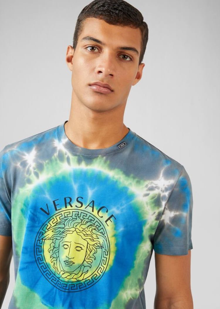 Koszulki Męskie Versace Tie-Dye Medusa T Shirt Zielone | TUI8XCJR4
