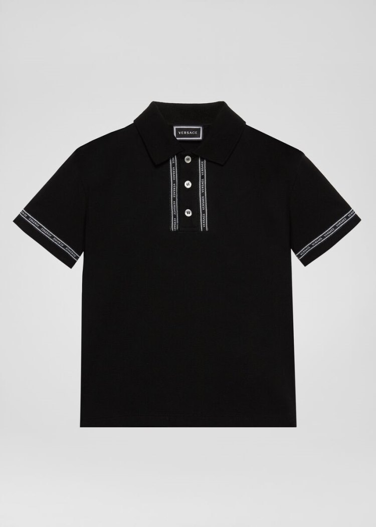 Koszulki Polo Dziecięce Versace Young Nastro Polo Shirt Czarne | 8XT5B9WFH