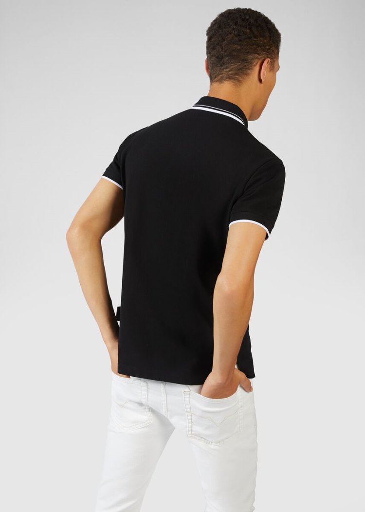 Koszulki Polo Jeans Couture Versace Jeans Couture Logo Patch Bawełniane Polo Shirt Czarne | 6JZDED9G5