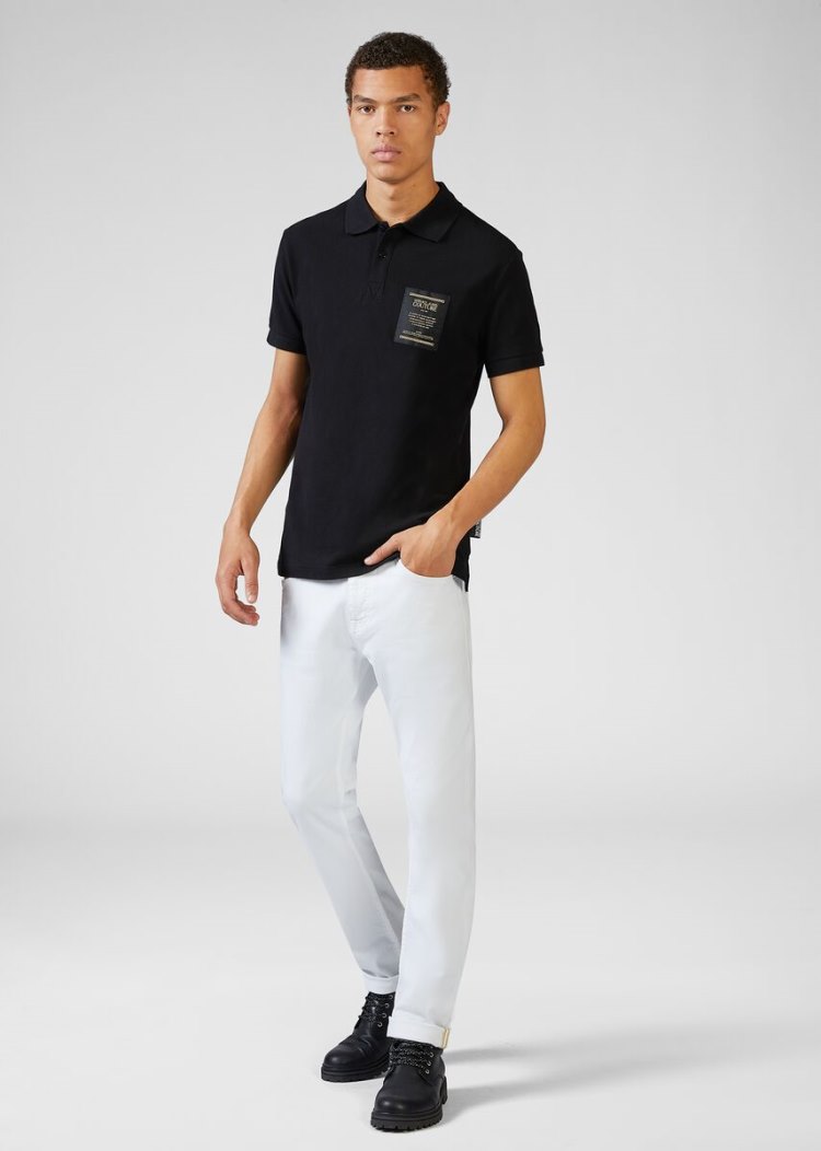 Koszulki Polo Jeans Couture Versace Jeans Couture Etichetta Patch Polo Shirt Czarne | ALPVI1727