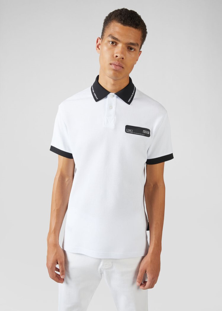Koszulki Polo Jeans Couture Versace Jeans Couture Logo Polo Shirt Białe | ODPS9S2FI