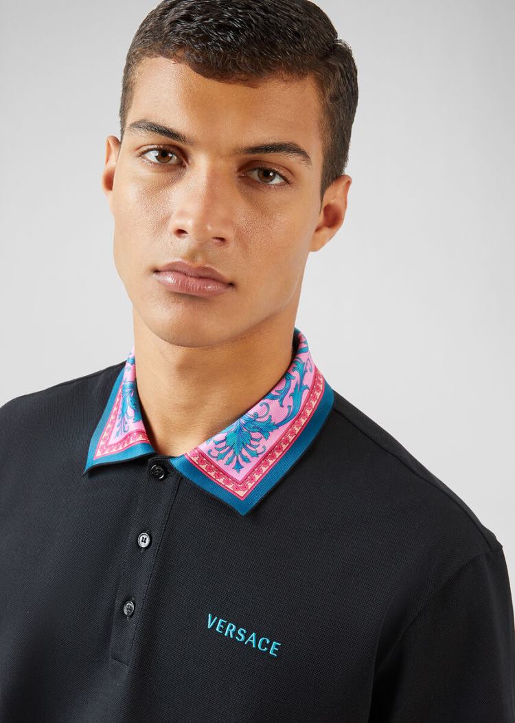 Koszulki Polo Męskie Versace Le Pop Classique Accent Polo Shirt Czarne | BWART9X9G