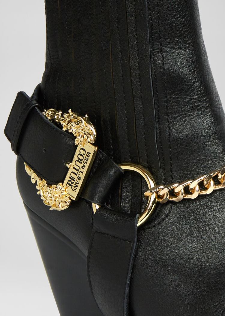 Kozaki Jeans Couture Versace Jeans Couture Baroque Klamry Camperos Heel Boots Czarne | 91AWL8U1N