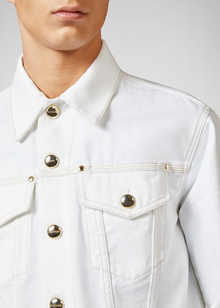 Kurtki Jeans Couture Versace Jeans Couture Denim Jacket Białe | 314ORAMA0