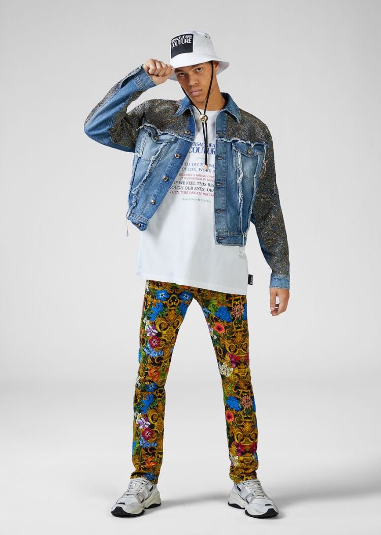 Kurtki Jeans Couture Versace Jeans Couture Studded Denim Jacket Niebieskie | HASTLYPVM