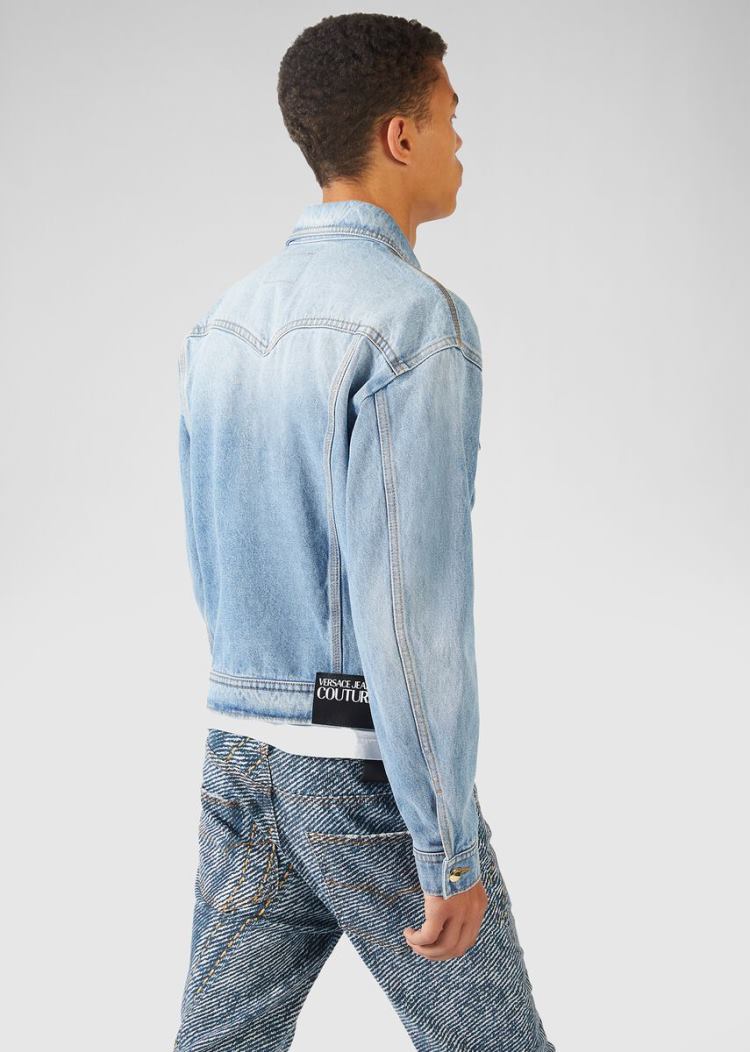 Kurtki Jeans Couture Versace Jeans Couture Heritage Gold Metal Tips Denim Jacket Niebieskie | N7SF743L5