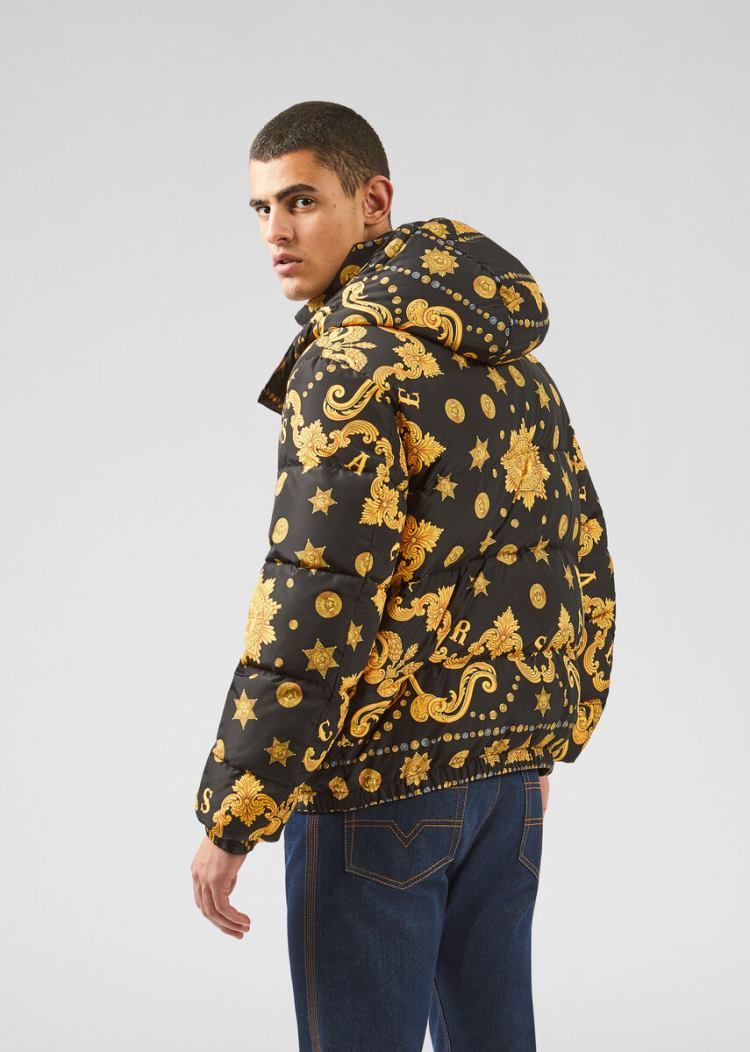 Kurtki Męskie Versace Barocco Western Print Puffer Jacket Kolorowe | VZK2ZLCPJ