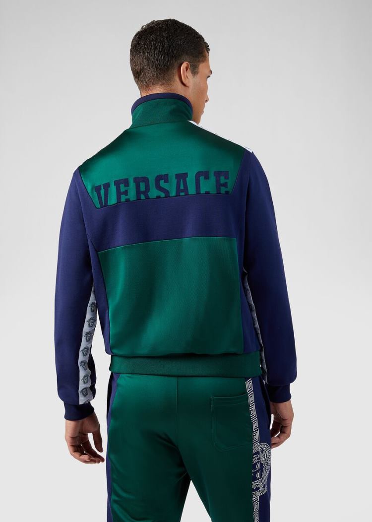 Kurtki Męskie Versace Compilation Track Jacket Niebieskie | S96ABTDF9
