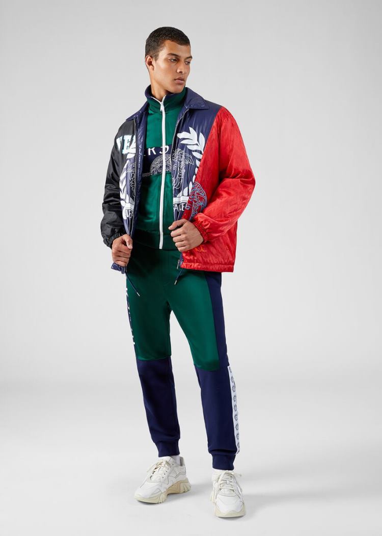 Kurtki Męskie Versace Compilation Track Jacket Niebieskie | S96ABTDF9