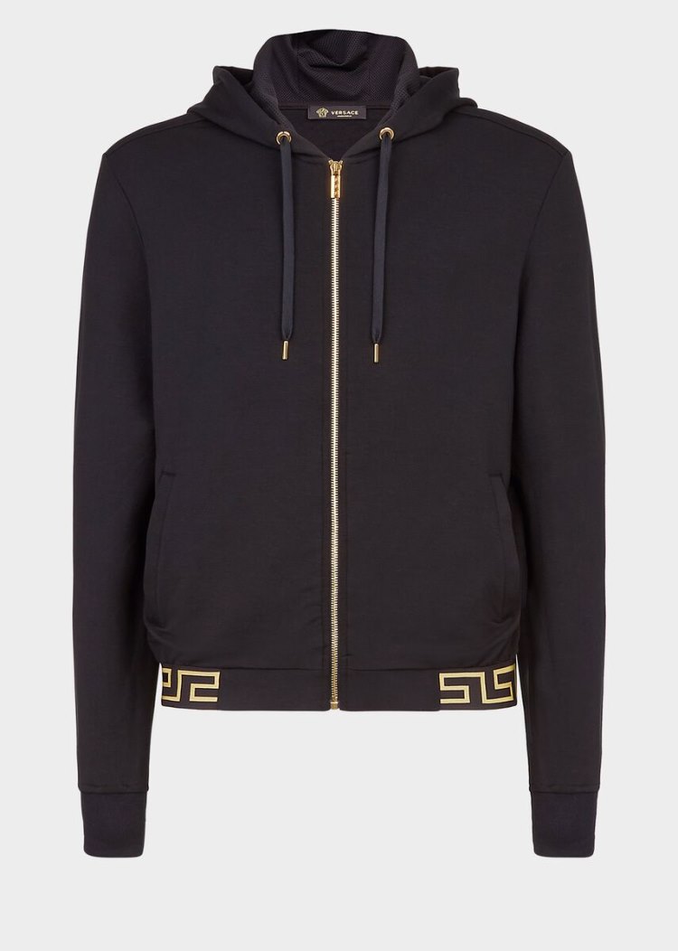 Kurtki Męskie Versace Greca Border Lounge Jacket Czarne | DWR40GMY0