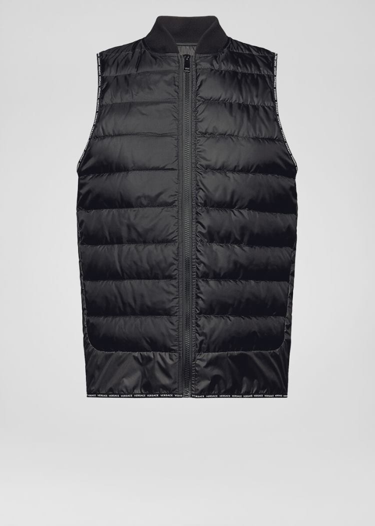 Kurtki Męskie Versace Puffer Vest Czarne | MZIP7C91J