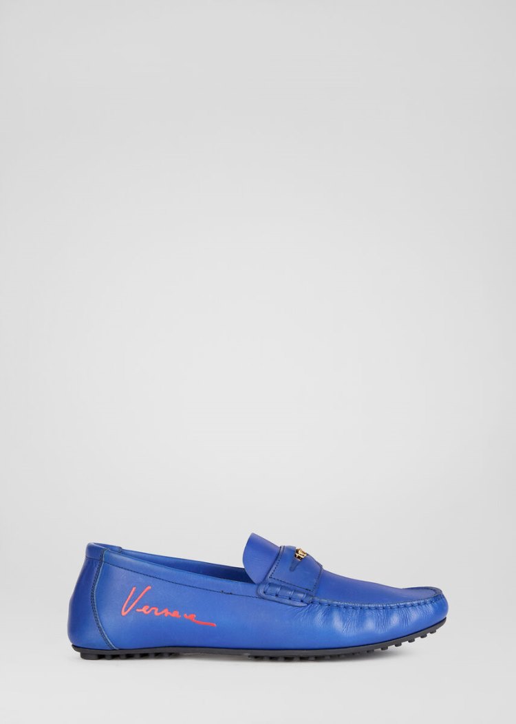 Loafersy Męskie Versace Medusa Skórzane Loafers Niebieskie | K1CM7AYTK