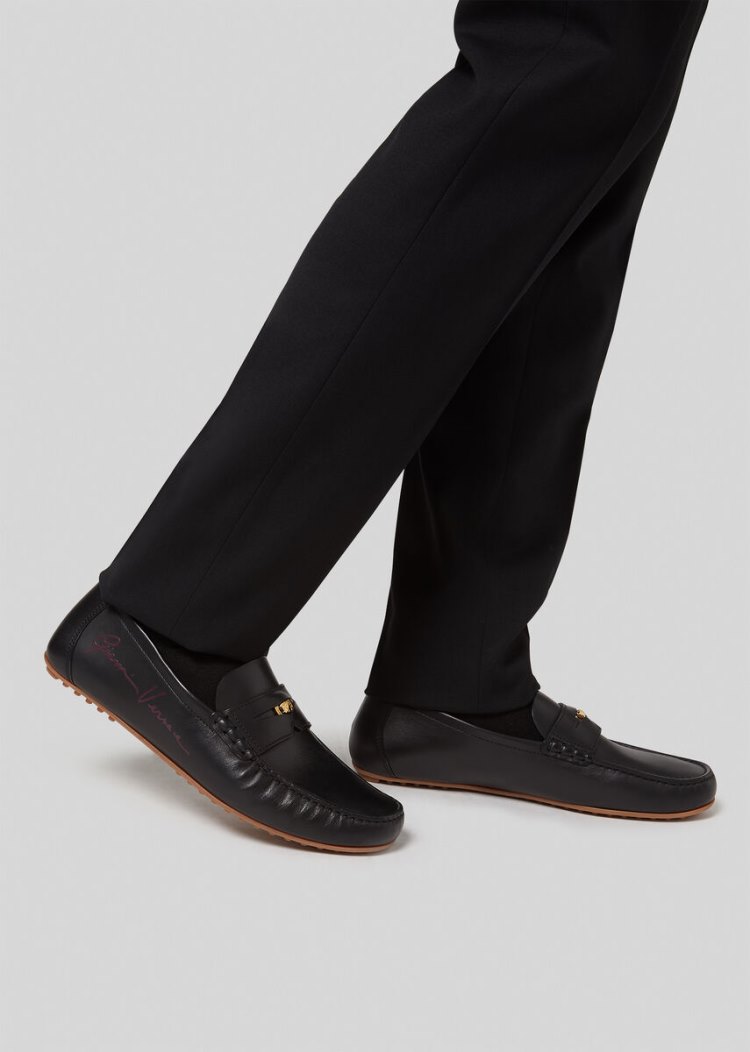 Loafersy Męskie Versace Medusa Skórzane Loafers Czarne | NODKYMVCZ