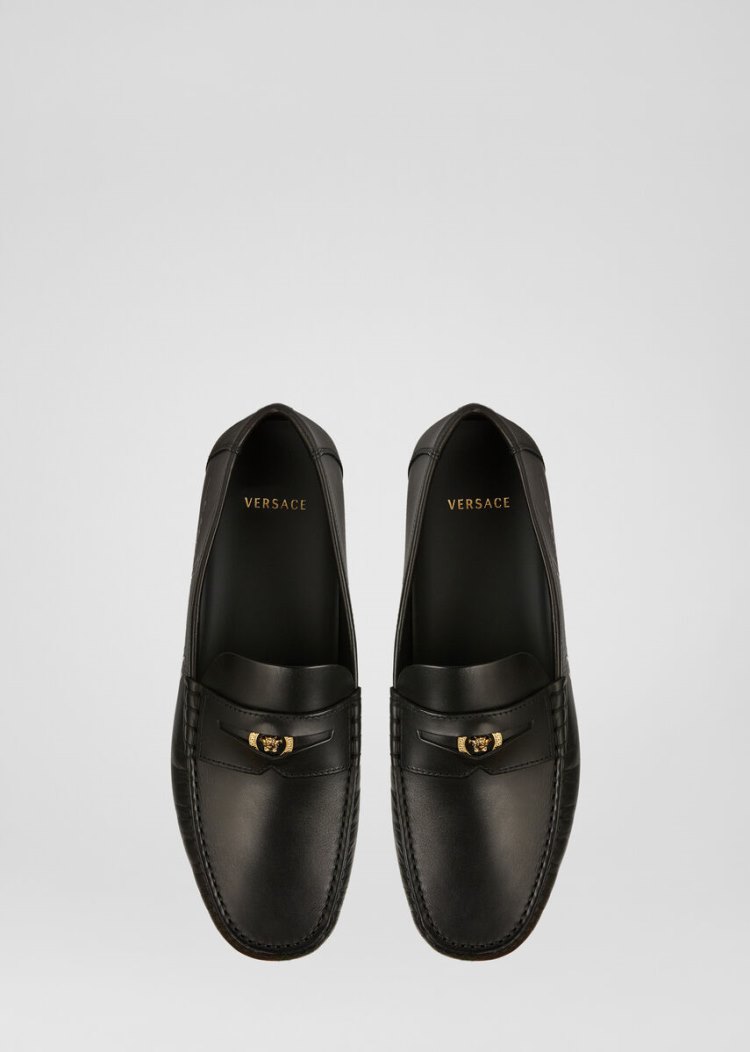 Loafersy Męskie Versace Medusa Skórzane Loafers Czarne | NODKYMVCZ