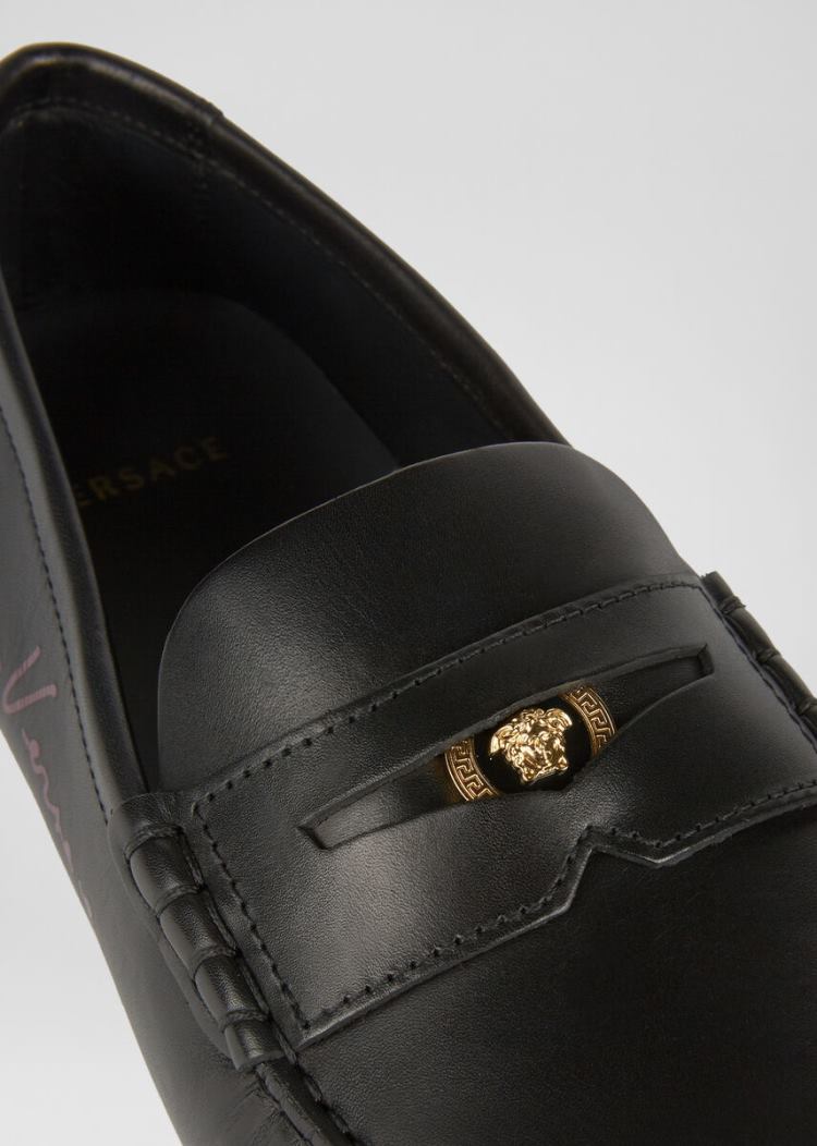 Loafersy Męskie Versace Medusa Skórzane Loafers Czarne | NODKYMVCZ
