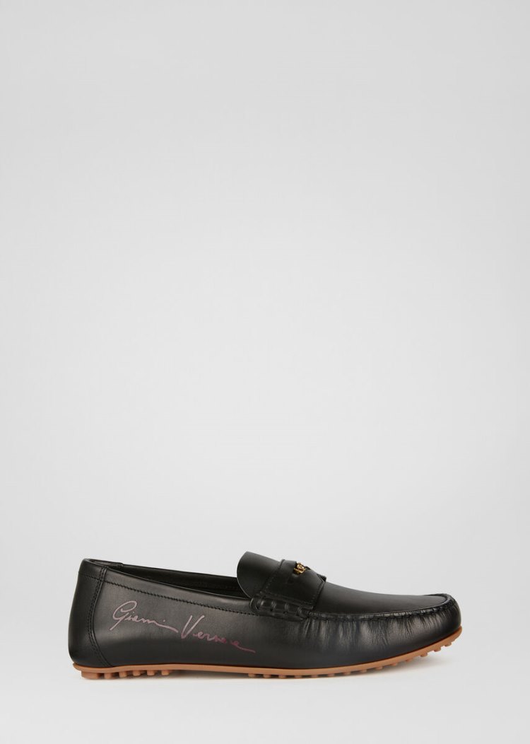 Loafersy Męskie Versace Medusa Skórzane Loafers Czarne | NODKYMVCZ