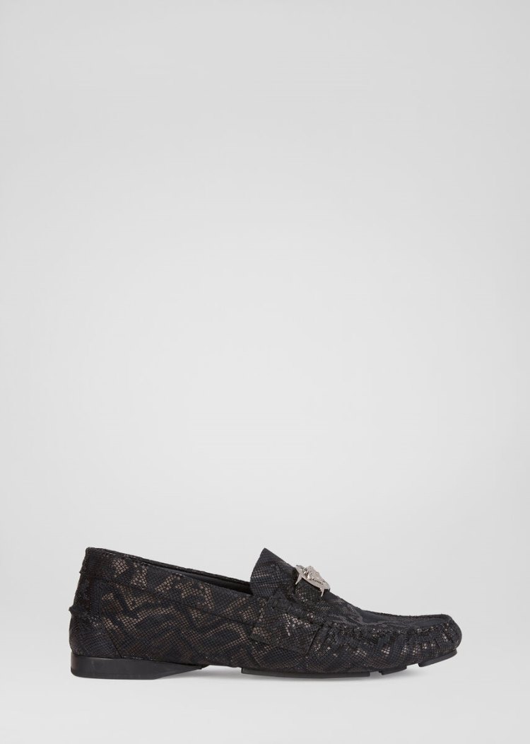 Loafersy Męskie Versace Mock Python Medusa Loafers Czarne | 0UJ5VEKW4