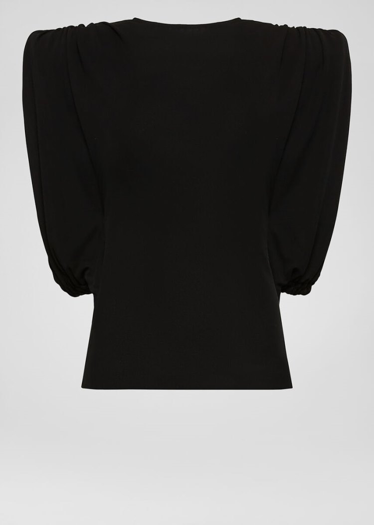Najfatalniejszy Damskie Versace Sculptural Shoulder Krótkie Crêpe Top Czarne | 9KTYTKTT2