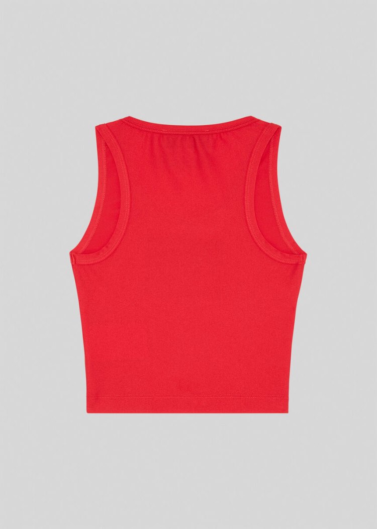 Najfatalniejszy Jeans Couture Versace Jeans Couture Logo Patch Crop Top Czerwone | BWW5SK333