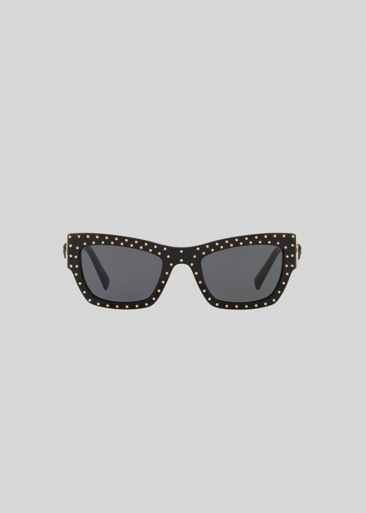 Okulary Słoneczne Damskie Versace Black Medusa Ares Stud Czarne | 6CJDF0M3F