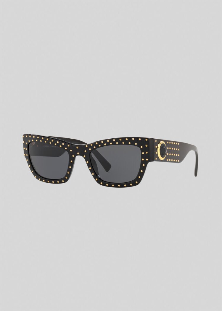Okulary Słoneczne Damskie Versace Black Medusa Ares Stud Czarne | 6CJDF0M3F