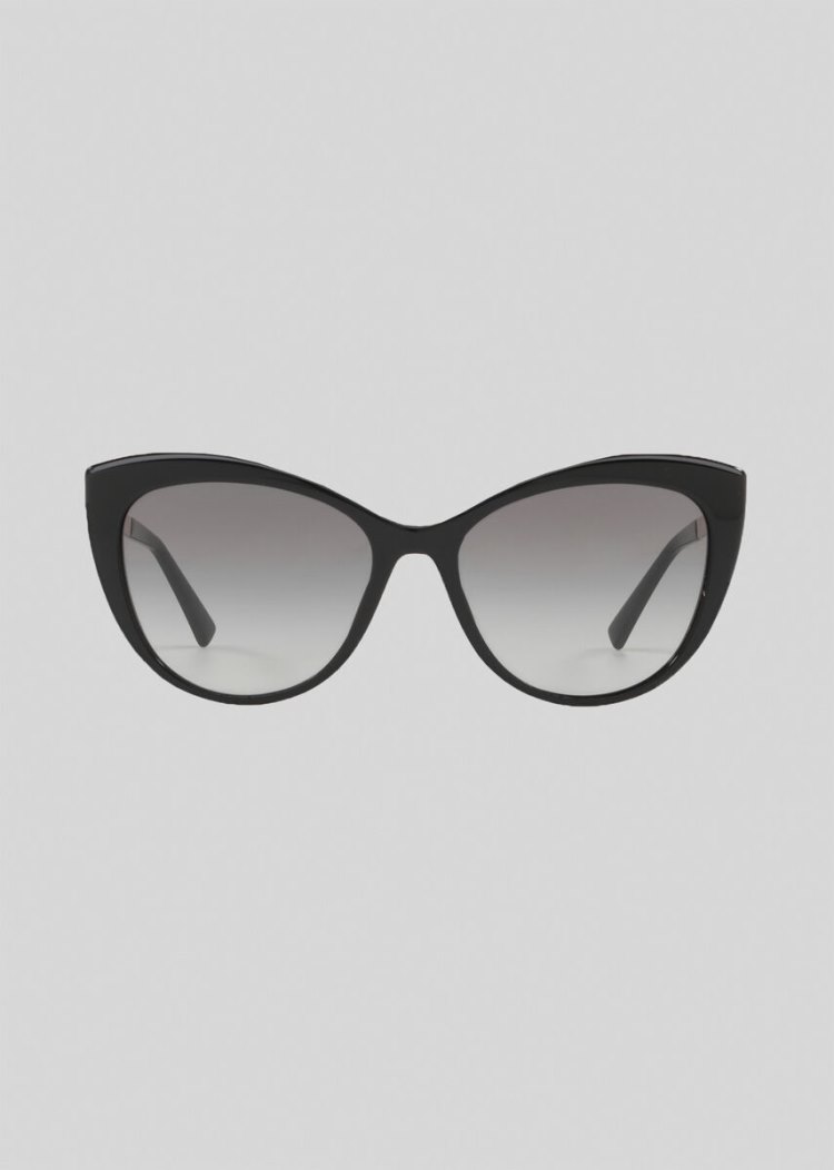 Okulary Słoneczne Damskie Versace Black Medusina Cat Eye Czarne | 8SES1TJRE