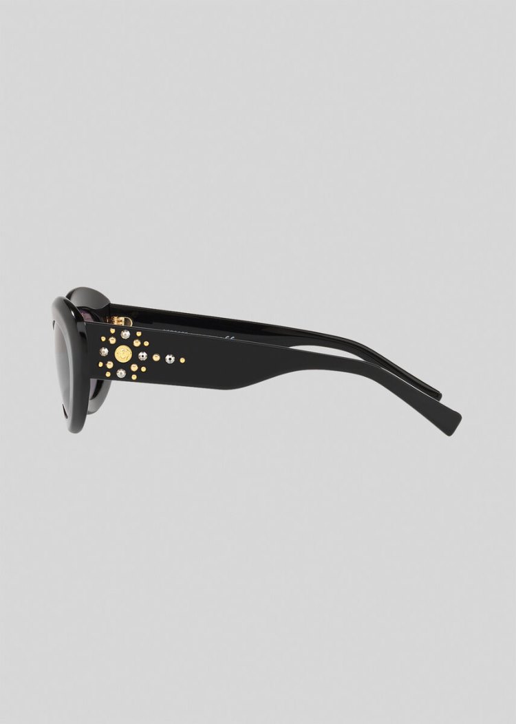 Okulary Słoneczne Damskie Versace Black Medusa Stud Oval Czarne | EGOHU4TF7