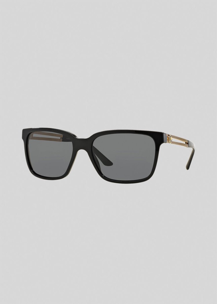 Okulary Słoneczne Damskie Versace Black V-Vanitas Square Czarne | OD5JVPODG