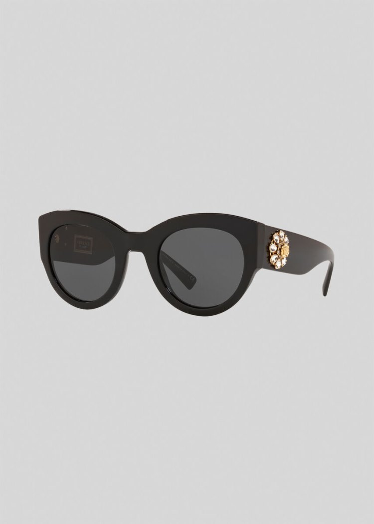 Okulary Słoneczne Damskie Versace Black Tribute Jewel Czarne | QNT35W232