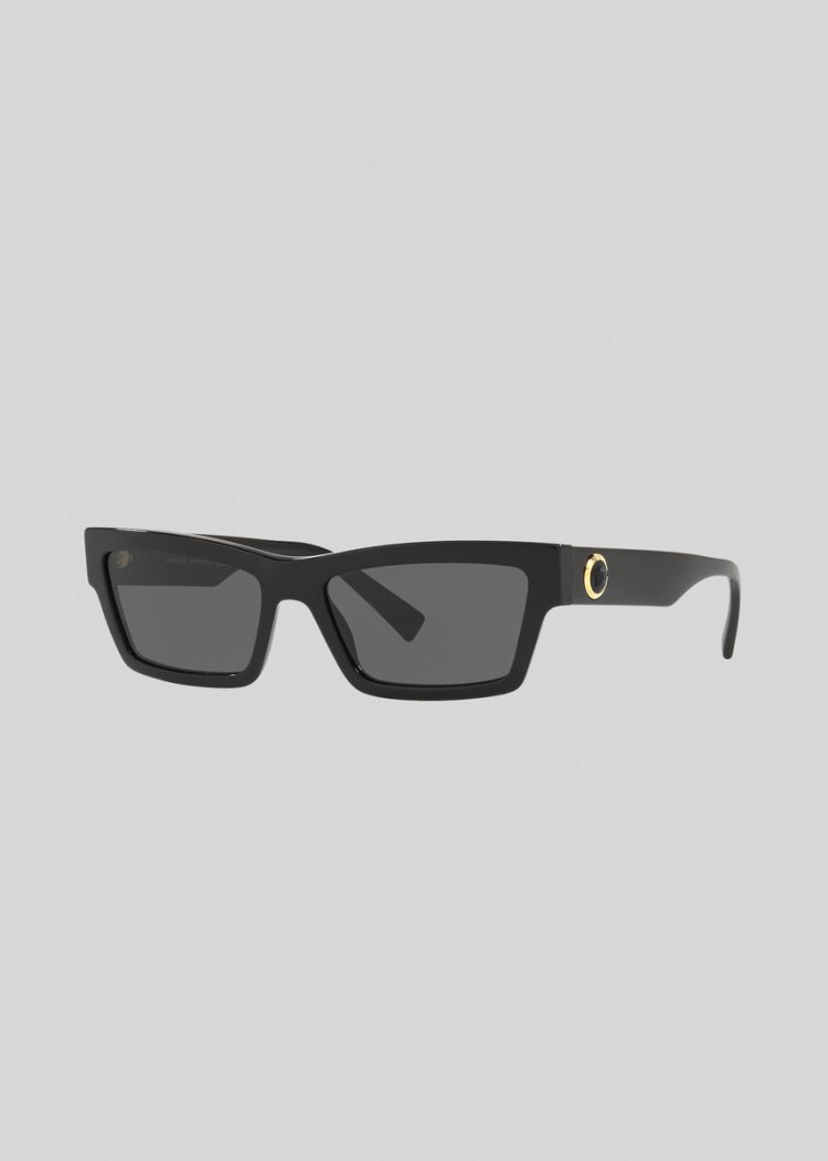 Okulary Słoneczne Damskie Versace Black Medusa Ares Square Cat Eye Czarne | TX52C7TEZ