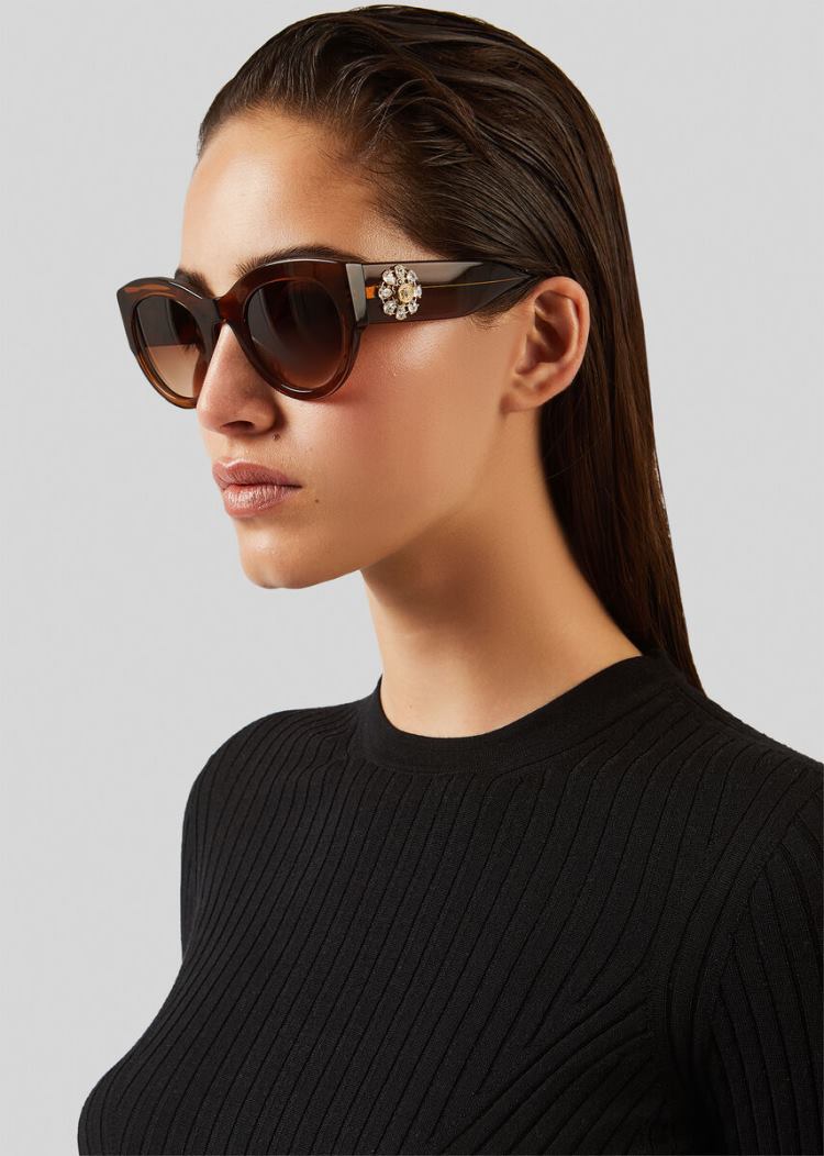 Okulary Słoneczne Damskie Versace Brown Tribute Jewel Brązowe | B2FR6Z2X6