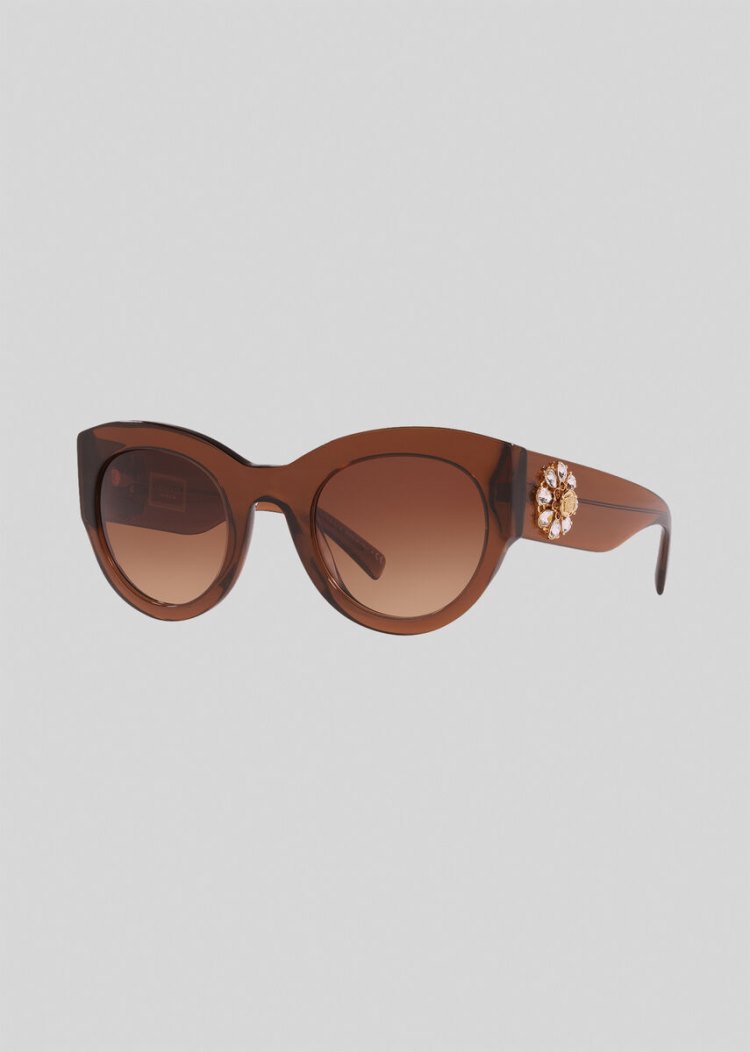 Okulary Słoneczne Damskie Versace Brown Tribute Jewel Brązowe | B2FR6Z2X6