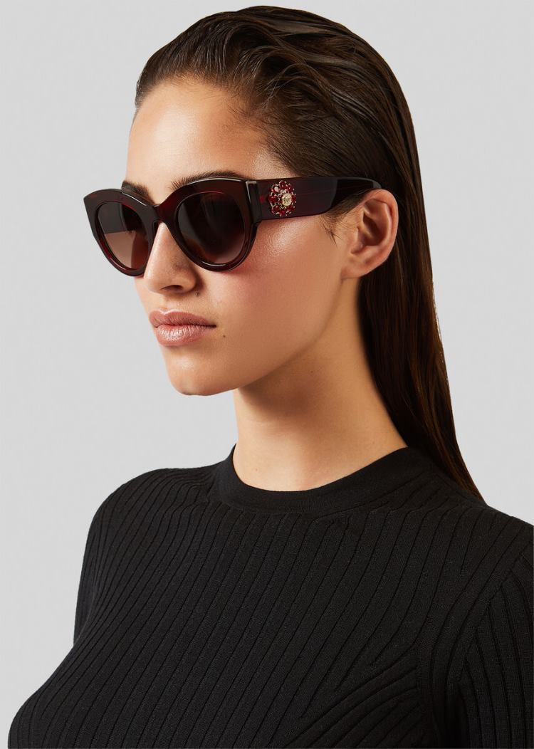 Okulary Słoneczne Damskie Versace Burgundy Tribute Jewel Bordowe | AFSGDGFTO