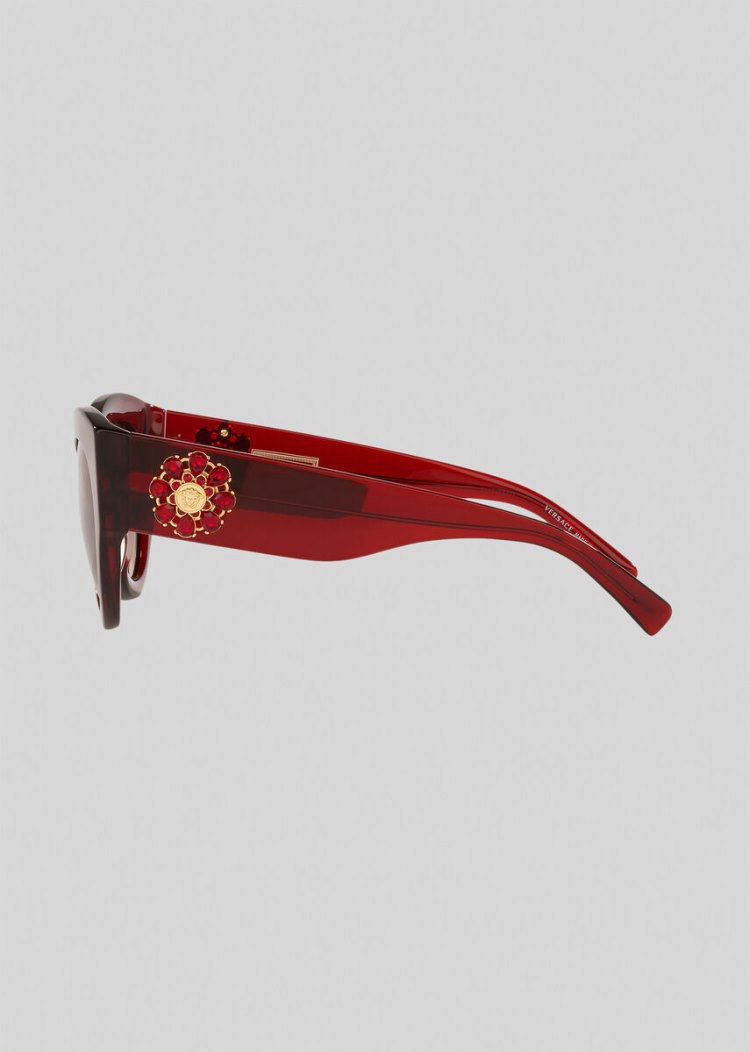 Okulary Słoneczne Damskie Versace Burgundy Tribute Jewel Bordowe | AFSGDGFTO