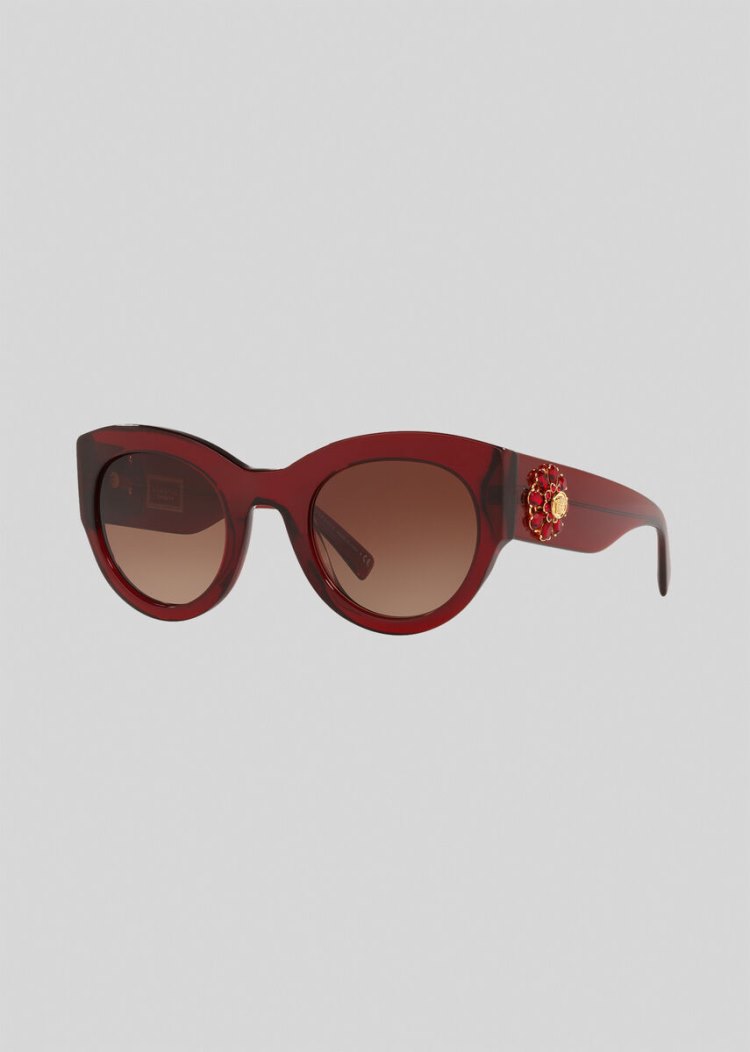 Okulary Słoneczne Damskie Versace Burgundy Tribute Jewel Bordowe | AFSGDGFTO