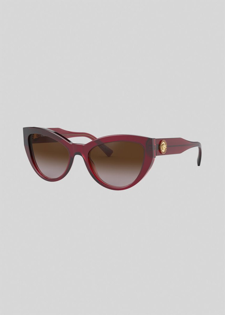 Okulary Słoneczne Damskie Versace Burgundy Cat-Eye Medusa Crystal Bordowe | OYKWZIXLZ