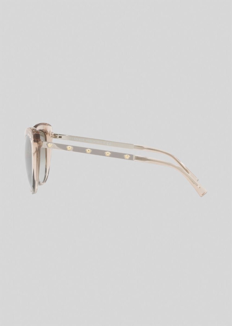 Okulary Słoneczne Damskie Versace Clear Medusina Cat Eye Beżowe | FV6OVM1SC