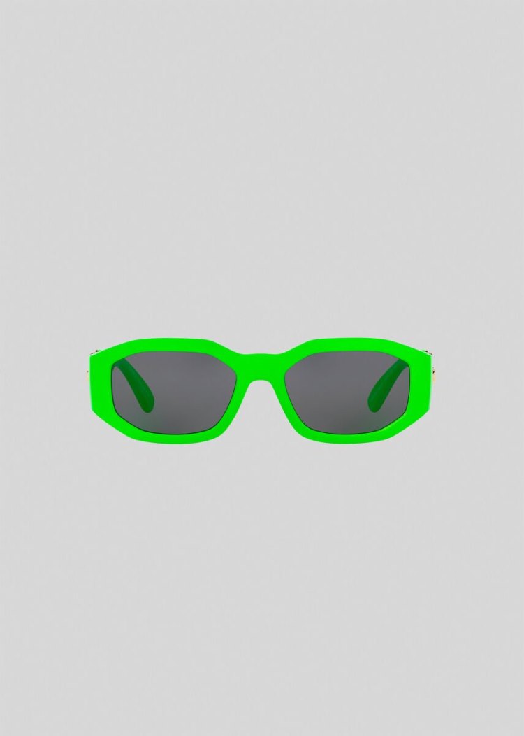 Okulary Słoneczne Damskie Versace Fluo Green Medusa Biggie Zielone | 72J5ZDTPX