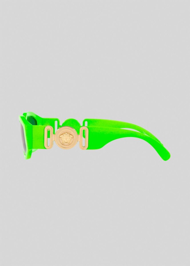 Okulary Słoneczne Damskie Versace Fluo Green Medusa Biggie Zielone | 72J5ZDTPX