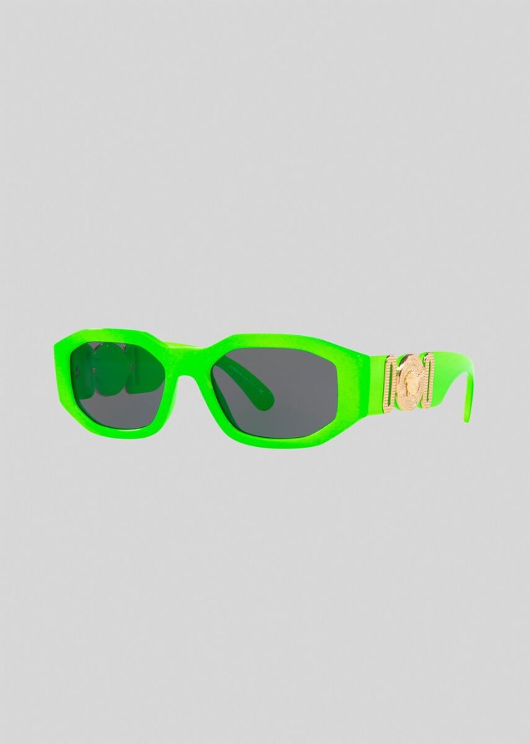 Okulary Słoneczne Damskie Versace Fluo Green Medusa Biggie Zielone | 72J5ZDTPX
