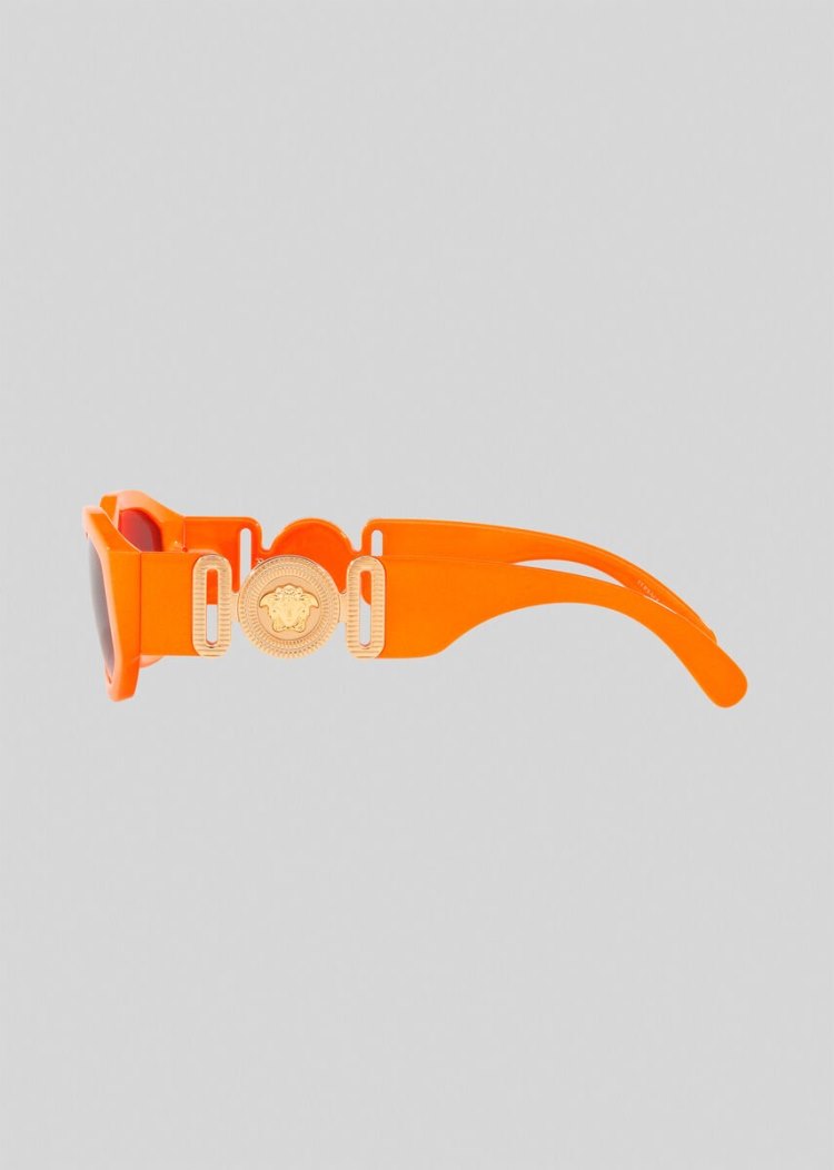 Okulary Słoneczne Damskie Versace Fluo Orange Medusa Biggie Pomarańczowe | PBH9FK3NZ